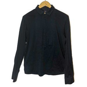 Reiss Navy Pleated Long Sleeve Shirt Size Large